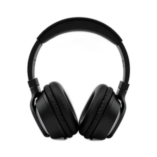 pair, black, headphones, white, logo, ear, cups, displayed transparent PNG cut-out