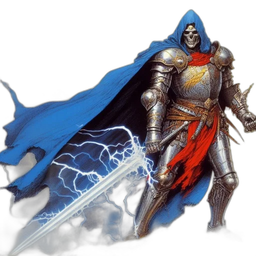 sword, weapon, concept art, fantasy art, comic book art, pixel art, blue, skeletal transparent PNG cut-out
