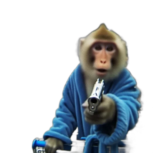 animal, staff, weapon, jacket, 3d render, concept art, photorealistic, monkey transparent PNG cut-out