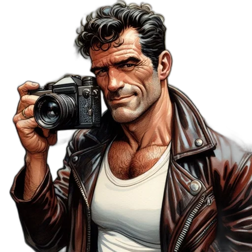weapon, jacket, face, animal, comic book art, photorealistic, concept art, cartoon transparent PNG cut-out