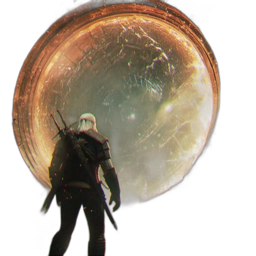 creature, hair, staff, sword, concept art, cyberpunk, fantasy art, comic book art transparent PNG cut-out