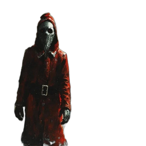 mask, jacket, creature, staff, concept art, pixel art, 3d render, comic book art transparent PNG cut-out
