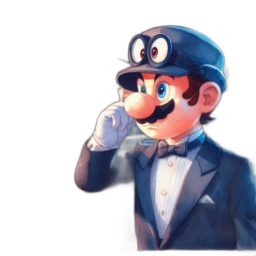 hat, mask, staff, face, watercolor, concept art, 3d render, cartoon transparent PNG cut-out