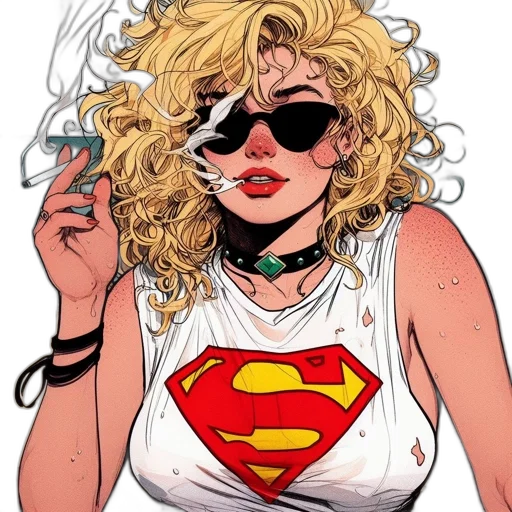 comic book art, cartoon, concept art, fantasy art, blonde, woman, wears, sunglasses transparent PNG cut-out