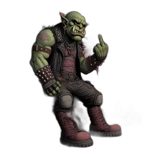 staff, concept art, 3d render, fantasy art, comic book art, intimidating, punkish, orc transparent PNG cut-out