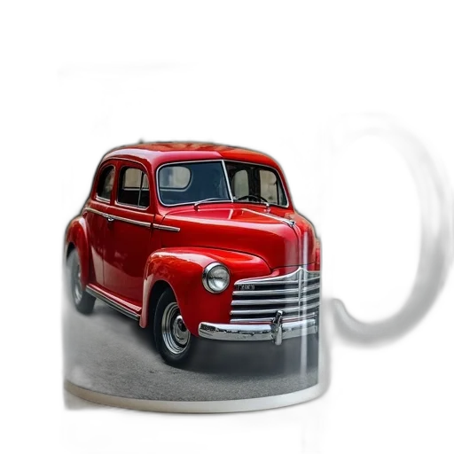 car, photorealistic, 3d render, red, antique, shiny, finish, chrome transparent PNG cut-out
