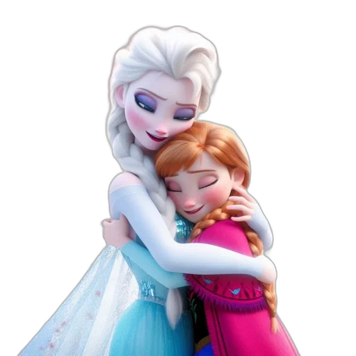 3d render, concept art, photorealistic, snow, elsa, blue, attire, anna transparent PNG cut-out