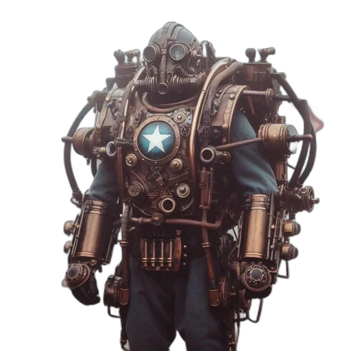 robot, jacket, mask, weapon, concept art, cyberpunk, 3d render, fantasy art transparent PNG cut-out
