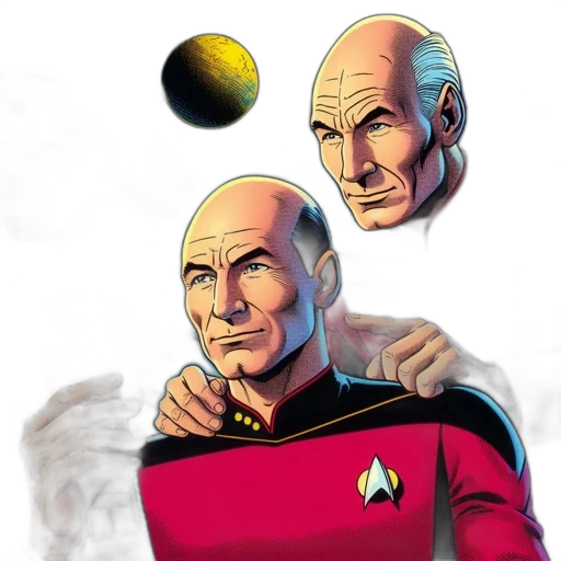 concept art, comic book art, pixel art, fantasy art, outer space, captain, jean-luc, picard transparent PNG cut-out
