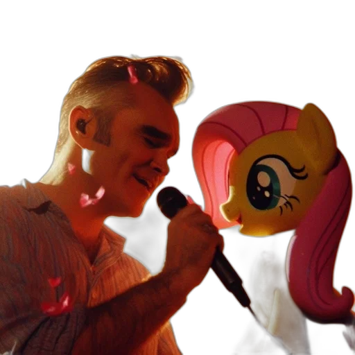 creature, cartoon, 3d render, man, slicked-back, hairstyle, holding, mic transparent PNG cut-out