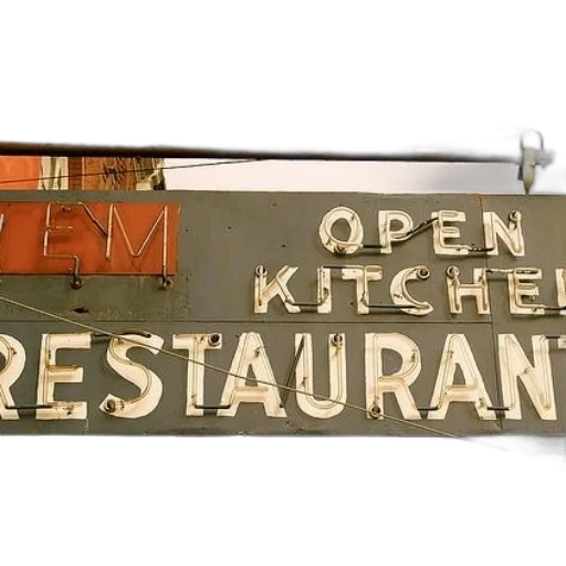 food, staff, weapon, vintage-style, sign, open, kitchen, restaurant transparent PNG cut-out