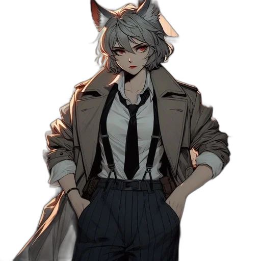staff, jacket, animal, mask, concept art, anime, pixel art, cartoon transparent PNG cut-out
