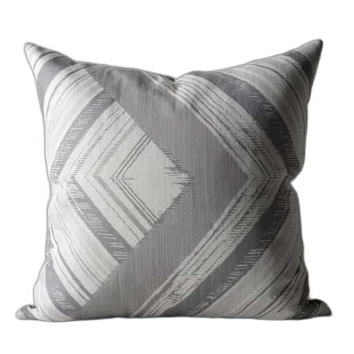 photorealistic, monochrome, grey, geometric, patterned, pillow, textured, surface transparent PNG cut-out