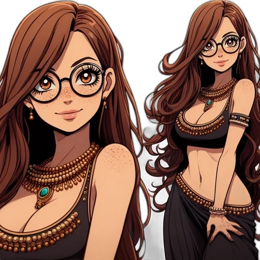 jewelry, anime, concept art, cartoon, fantasy art, earth tones, dark, golden transparent PNG cut-out