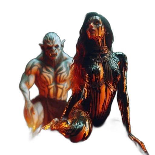 creature, mask, concept art, fantasy art, 3d render, comic book art, underwater, fire transparent PNG cut-out