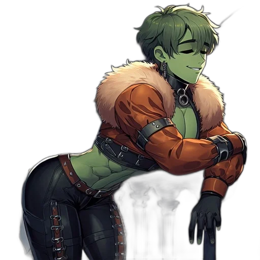 jacket, concept art, watercolor, fantasy art, cyberpunk, green, dark, figure transparent PNG cut-out
