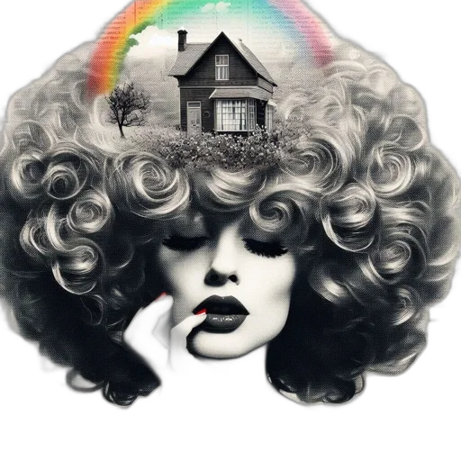 hair, hat, umbrella, photorealistic, fantasy art, watercolor, concept art, painting transparent PNG cut-out