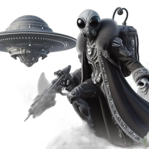robot, weapon, concept art, 3d render, fantasy art, photorealistic, outer space, armored transparent PNG cut-out
