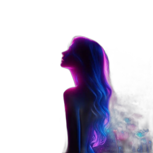 dress, hair, face, staff, vaporwave, concept art, fantasy art, photorealistic transparent PNG cut-out