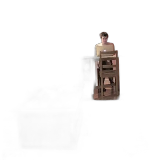 furniture, dress, robot, 3d render, concept art, fog, earth tones, cozy transparent PNG cut-out