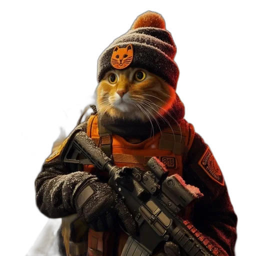 animal, weapon, staff, jacket, concept art, pixel art, photorealistic, cyberpunk transparent PNG cut-out