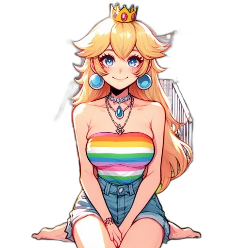 crown, dress, pixel art, concept art, vaporwave, anime, pastel, colorful transparent PNG cut-out