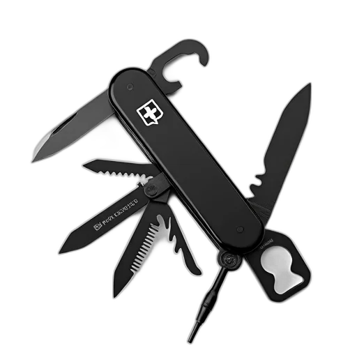 weapon, staff, 3d render, black, swiss, army, knife, tools transparent PNG cut-out