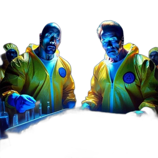 jacket, mask, staff, concept art, comic book art, cyberpunk, 3d render, neon lights transparent PNG cut-out