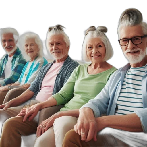 furniture, hat, mask, hair, 3d render, five, elderly, people transparent PNG cut-out