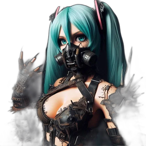 robot, weapon, mask, cyberpunk, fantasy art, concept art, anime, dark transparent PNG cut-out