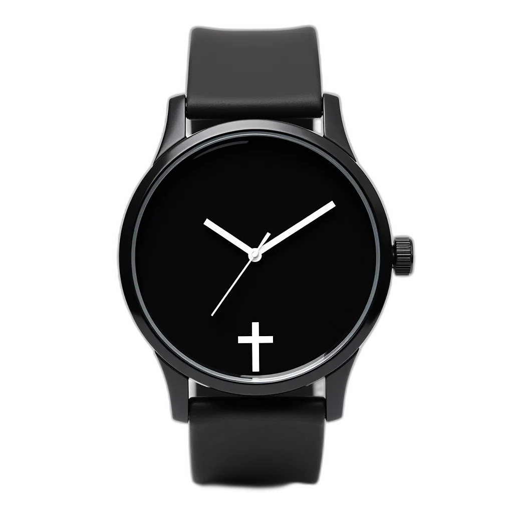 jewelry, 3d render, dark, monochrome, black, wristwatch, strap, dial transparent PNG cut-out