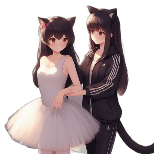 dress, anime, pixel art, concept art, fantasy art, monochrome, dark, two transparent PNG cut-out