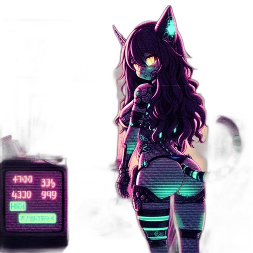 robot, dress, mask, creature, cyberpunk, pixel art, vaporwave, concept art transparent PNG cut-out