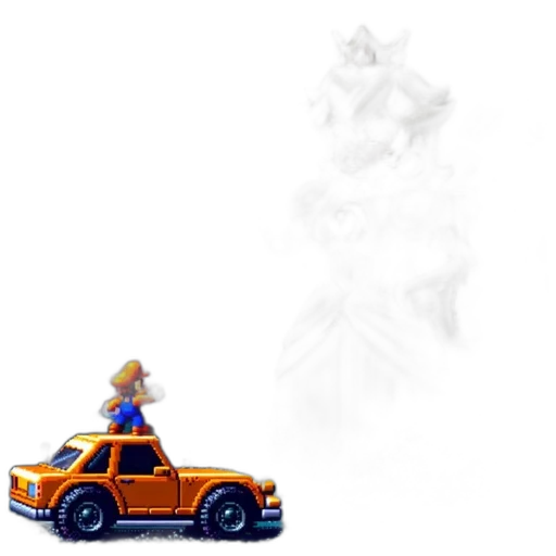car, robot, dress, crown, concept art, pixel art, 3d render, fantasy art transparent PNG cut-out