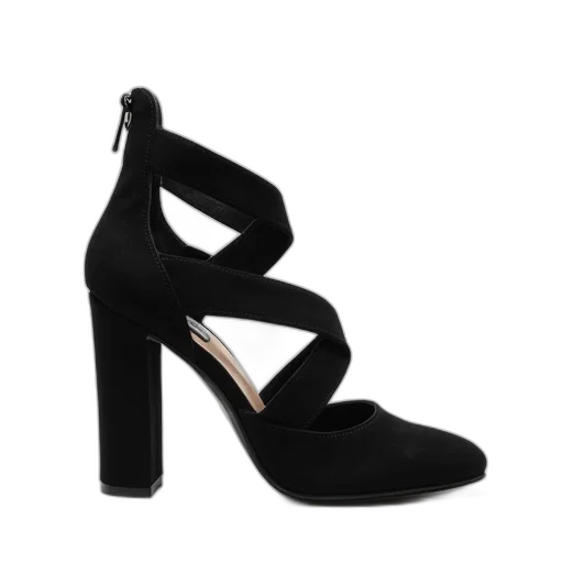 shoes, women, black, sued transparent PNG cut-out