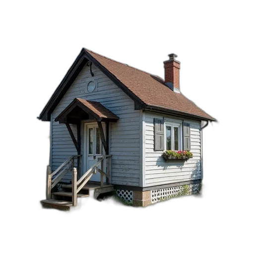 building, furniture, 3d render, photorealistic, concept art, small, weathered, house transparent PNG cut-out