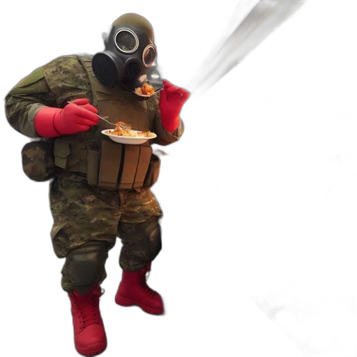 weapon, food, mask, robot, concept art, 3d render, fire, individual transparent PNG cut-out