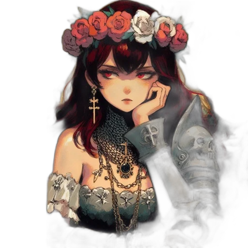 crown, jewelry, dress, face, fantasy art, concept art, pixel art, watercolor transparent PNG cut-out