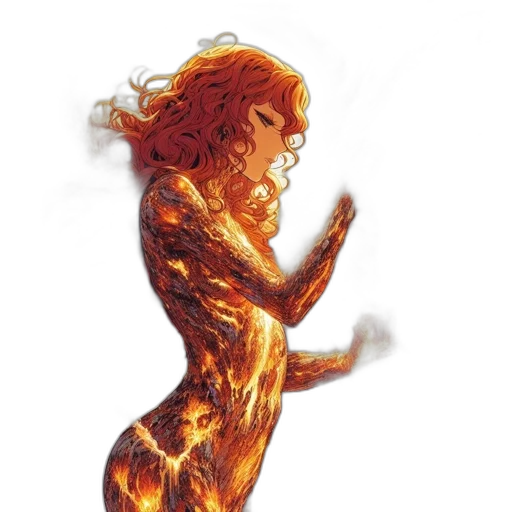 dress, jewelry, hair, comic book art, concept art, pixel art, fantasy art, fire transparent PNG cut-out
