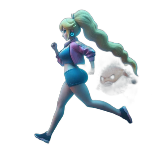 dress, hair, creature, staff, concept art, pixel art, vaporwave, 3d render transparent PNG cut-out