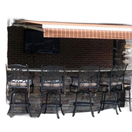 furniture, staff, umbrella, building, 3d render, outdoor, bar, area transparent PNG cut-out