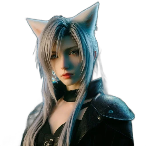 staff, fantasy art, 3d render, concept art, photorealistic, monochrome, woman, silver transparent PNG cut-out