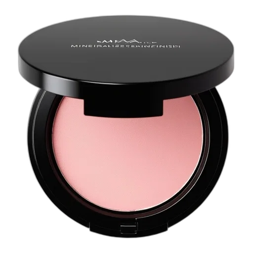monochrome, dark, compact, powder, displayed, lid, open, revealing transparent PNG cut-out