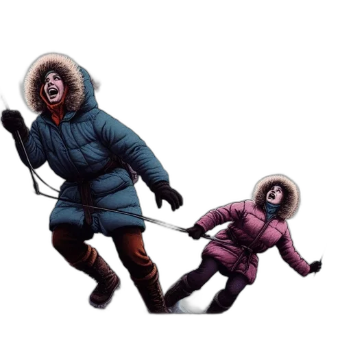jacket, concept art, pixel art, comic book art, photorealistic, snow, trio, climbs transparent PNG cut-out