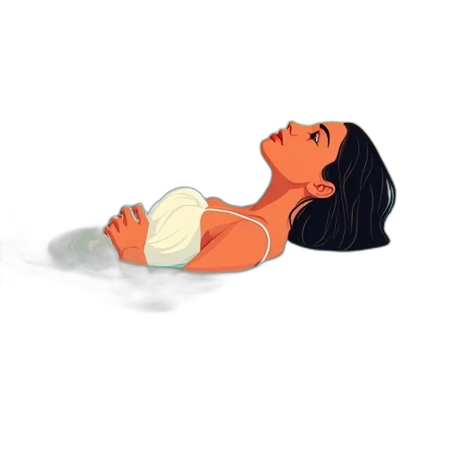 concept art, cartoon, pixel art, 3d render, stylized, illustration, woman, lying transparent PNG cut-out