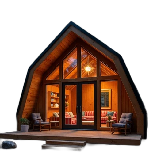 furniture, building, 3d render, concept art, photorealistic, cozy, wooden, cabin transparent PNG cut-out