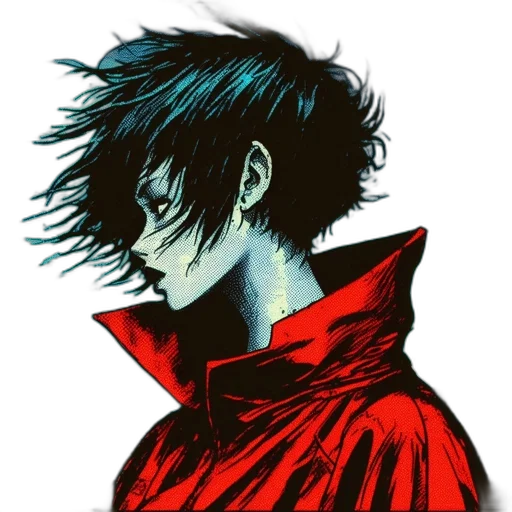 jacket, mask, face, creature, comic book art, concept art, anime, cyberpunk transparent PNG cut-out
