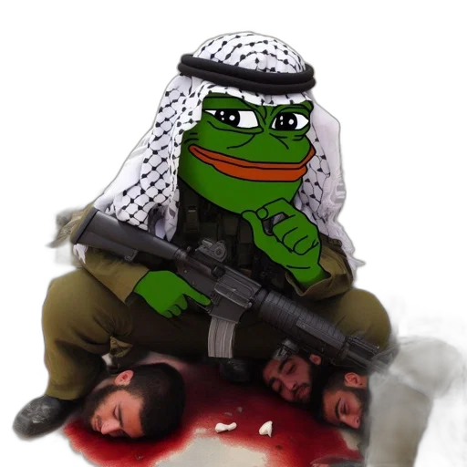 weapon, face, pepe, frog, meme, military, garb, wielding transparent PNG cut-out