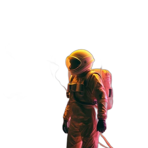 jacket, mask, robot, staff, concept art, watercolor, vaporwave, cyberpunk transparent PNG cut-out