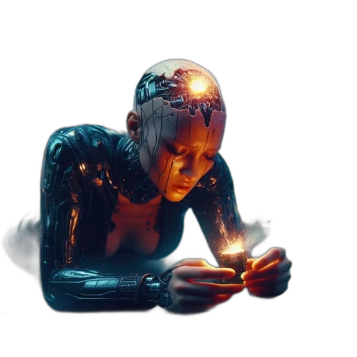 robot, creature, face, jewelry, cyberpunk, concept art, 3d render, comic book art transparent PNG cut-out